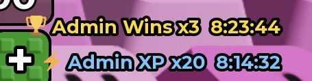 Admin Wins x3 and Admin XP x20 event timers