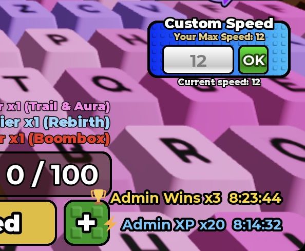 Event timers and the Custom Speed setting on screen