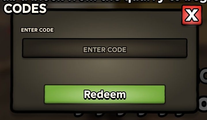 Codes menu with the ENTER CODE box and Redeem button