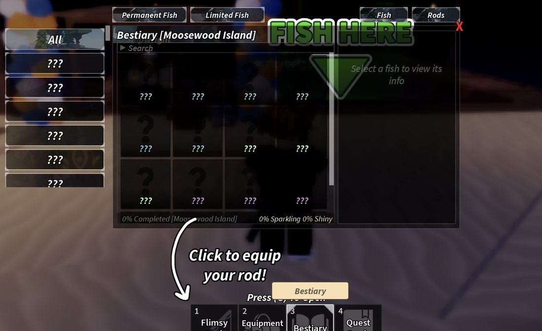The Bestiary shows ??? for fish you still need