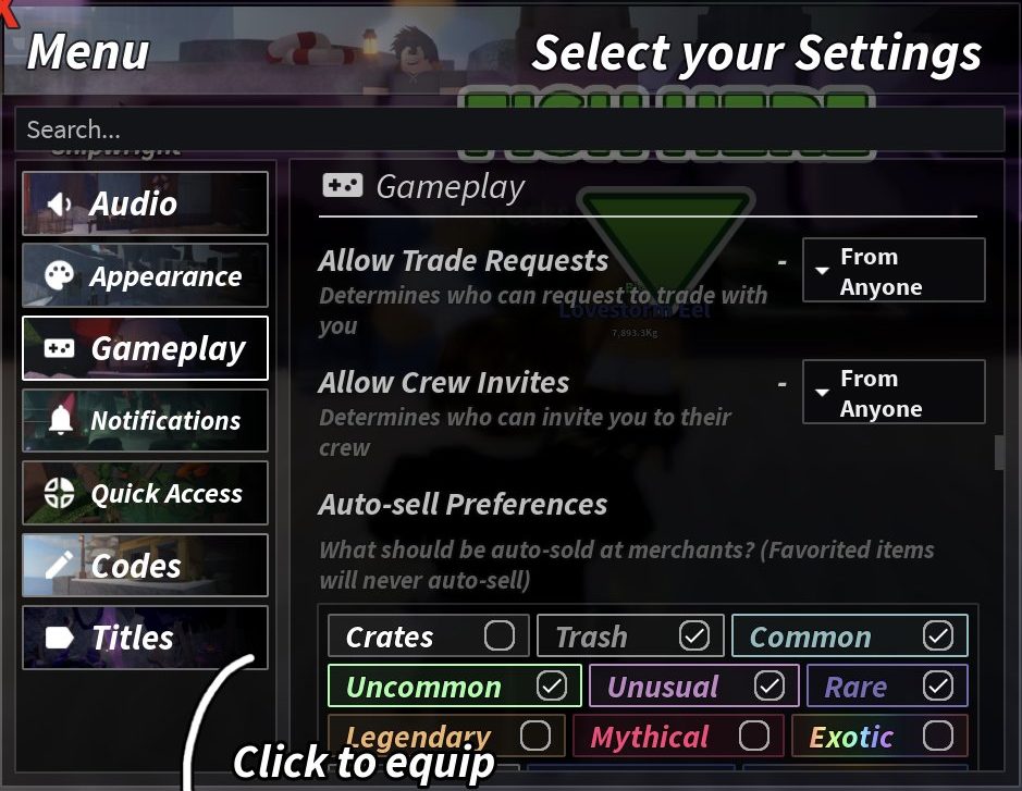Auto-sell Preferences in Menu let you pick which rarities sell