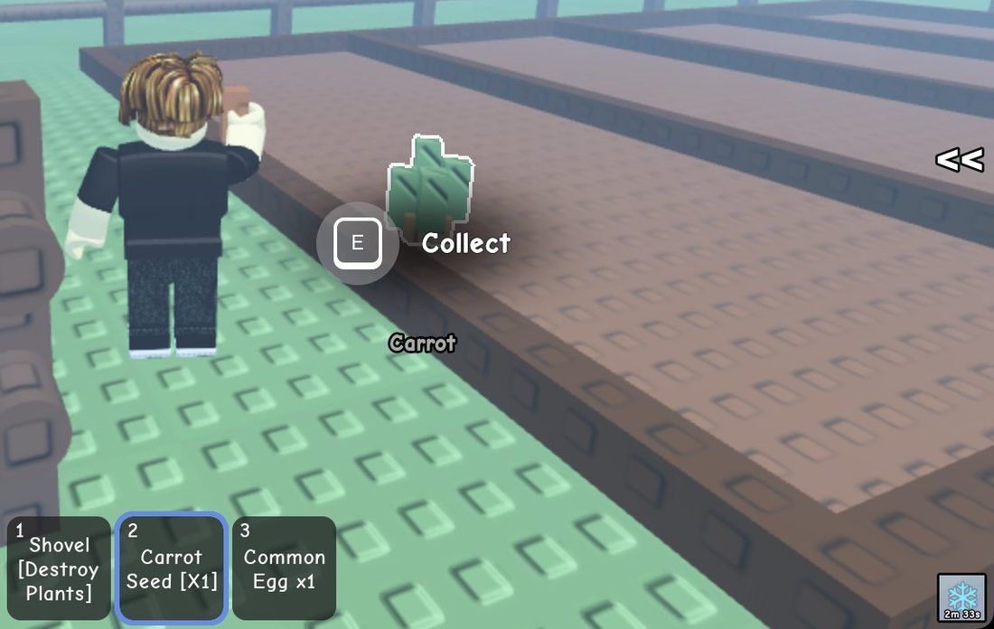 Press E at the Collect prompt to pick each fruit