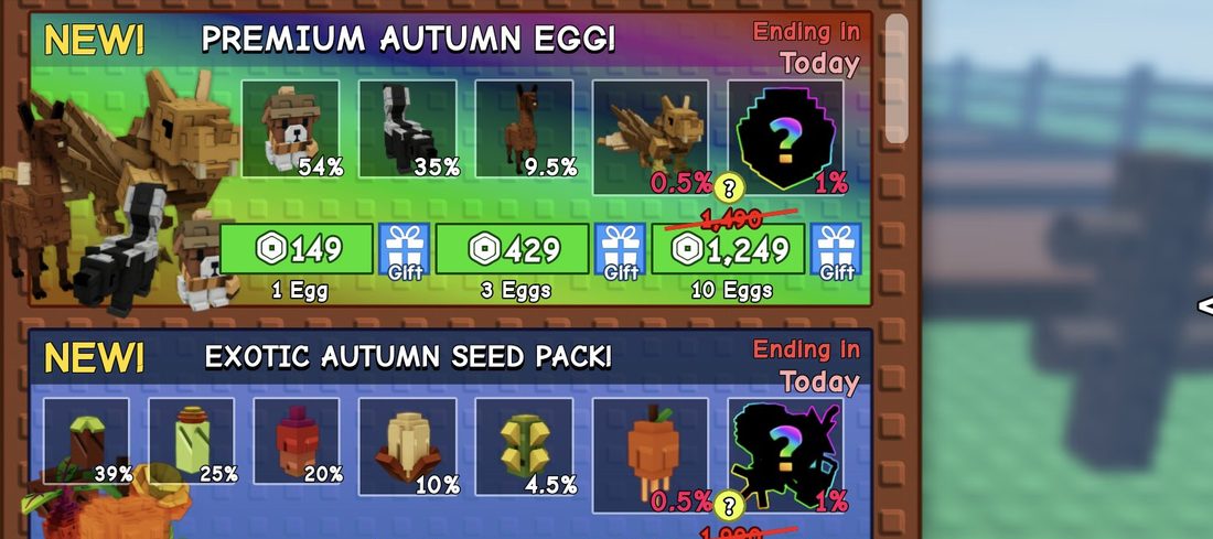 Premium Autumn Egg prices for 1, 3 and 10 eggs