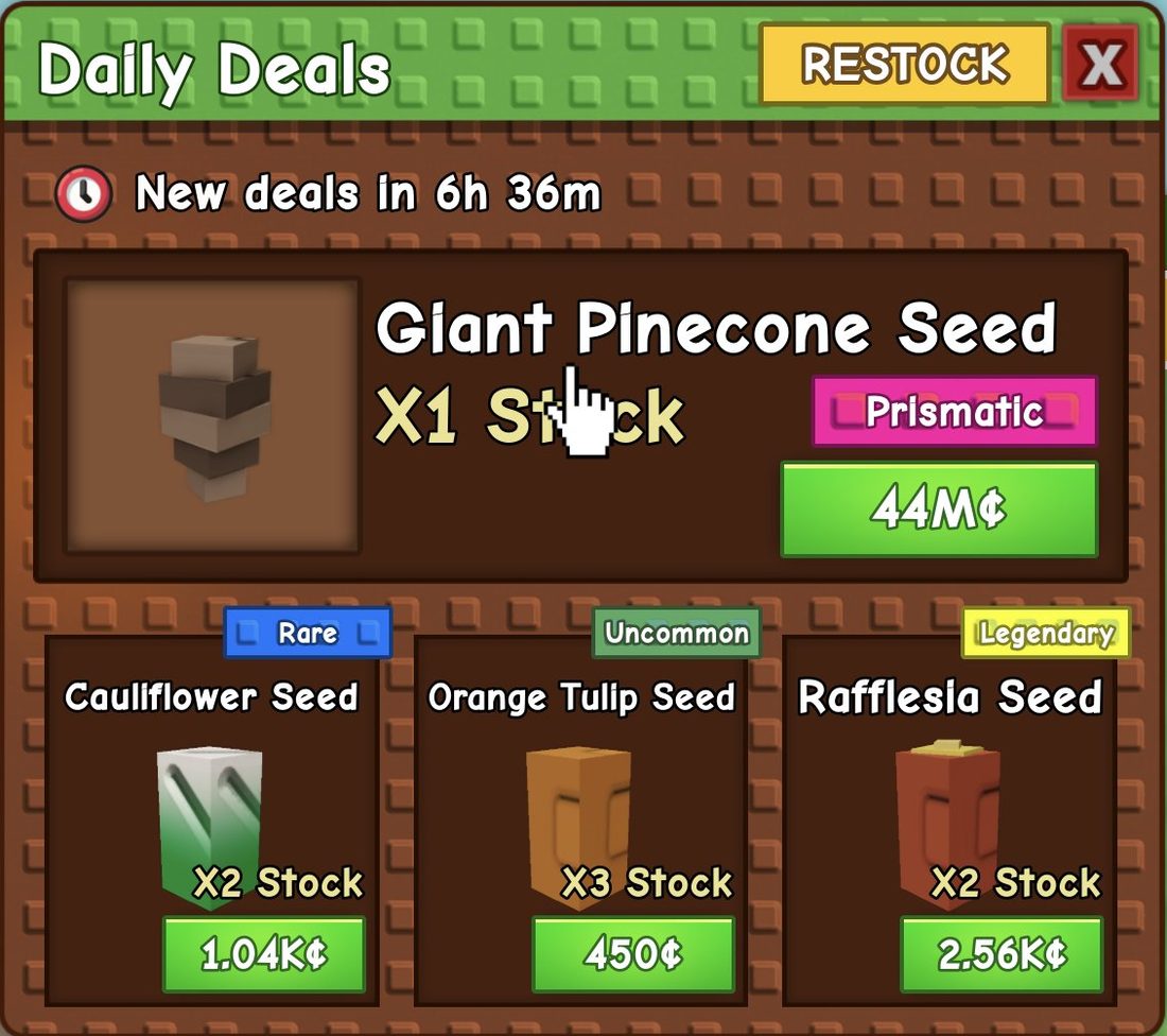 Giant Pinecone Seed is the featured Prismatic deal