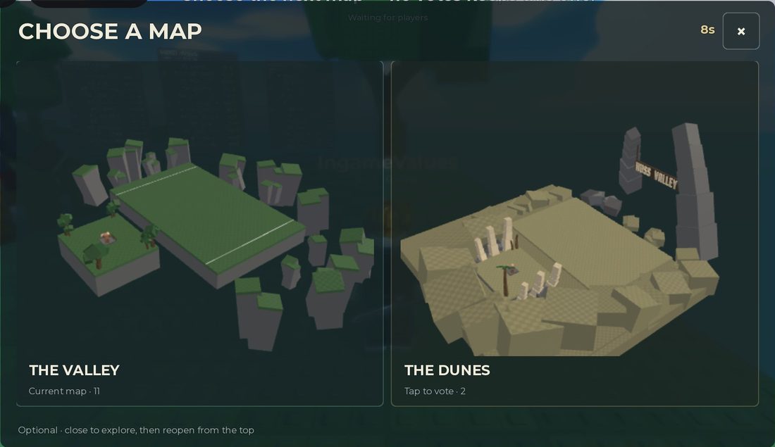 The map vote screen. If nobody votes, the current map stays