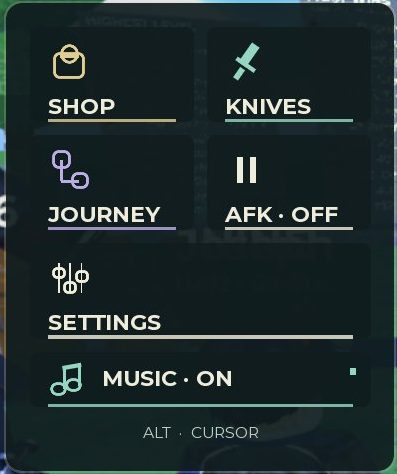 The menu panel, with SHOP at the top
