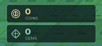 Your COINS and GEMS counters sit in the bottom-left corner
