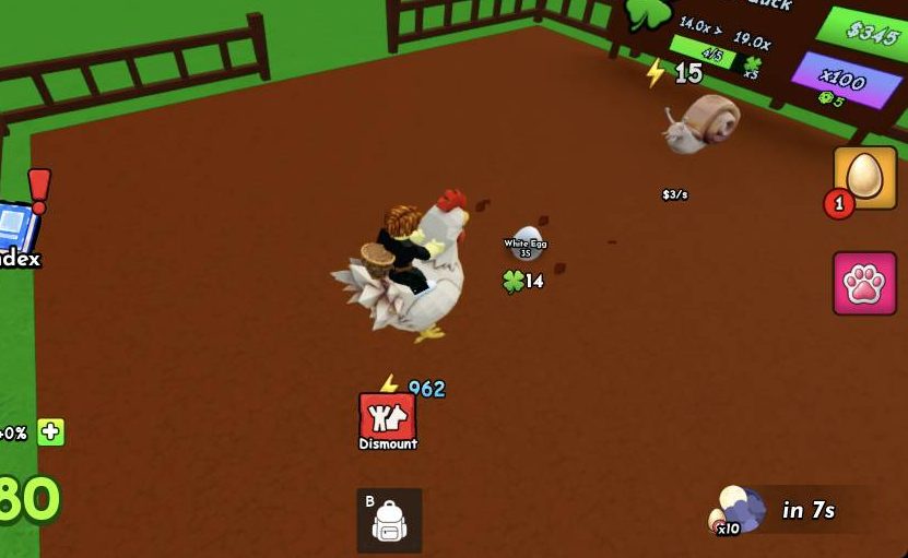 Steer your pet towards the eggs on the dirt
