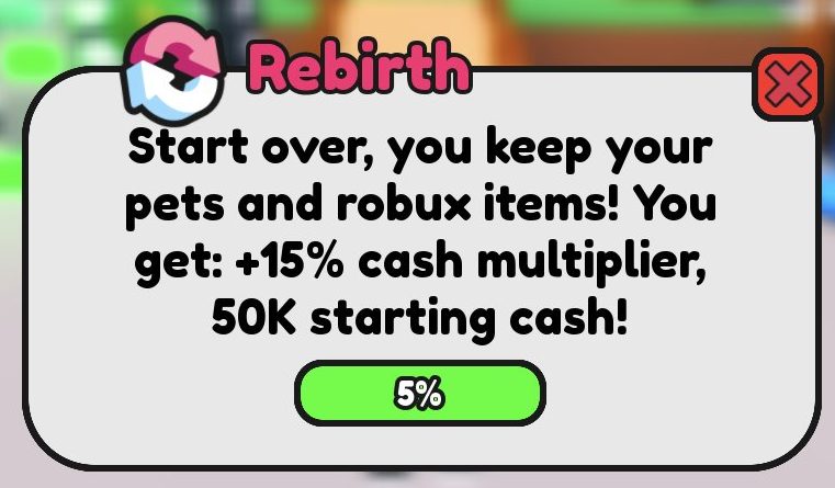 The Rebirth menu confirms you keep your pets