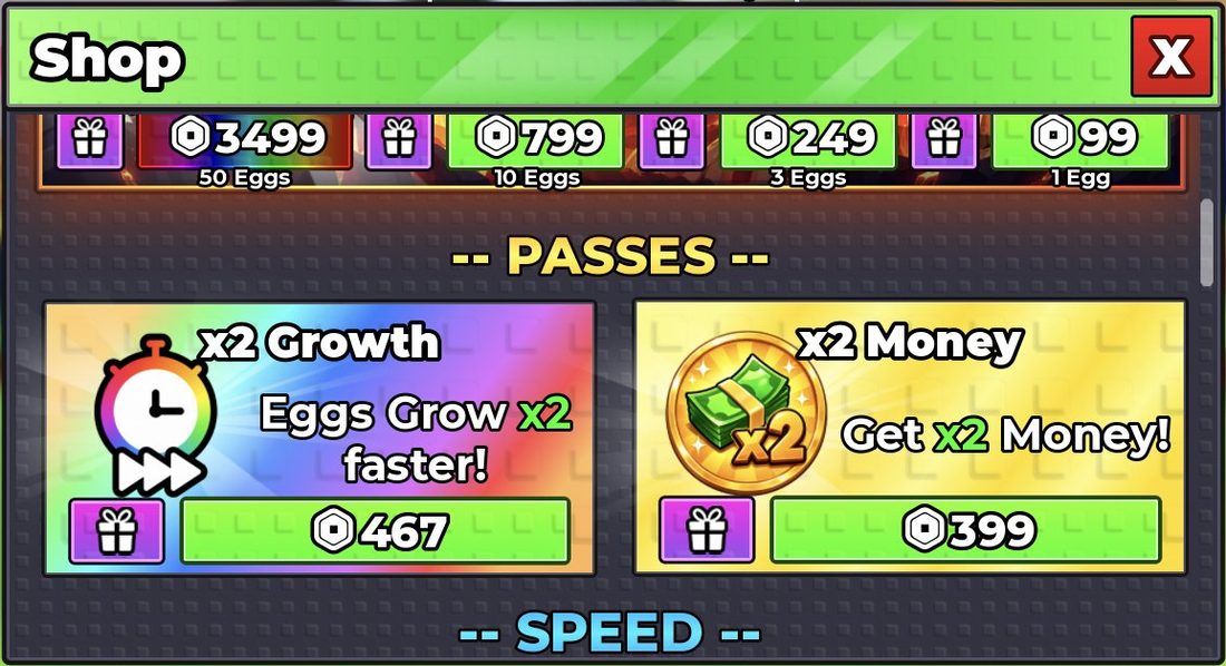 Egg packs appear in the Shop next to the game passes
